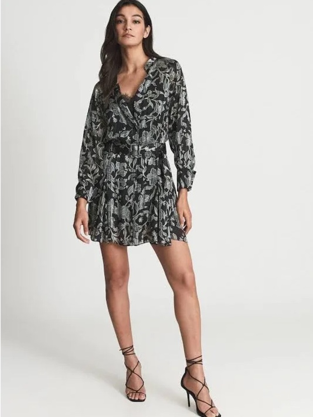 Reiss Larissa Floral Sheer Mini Dress